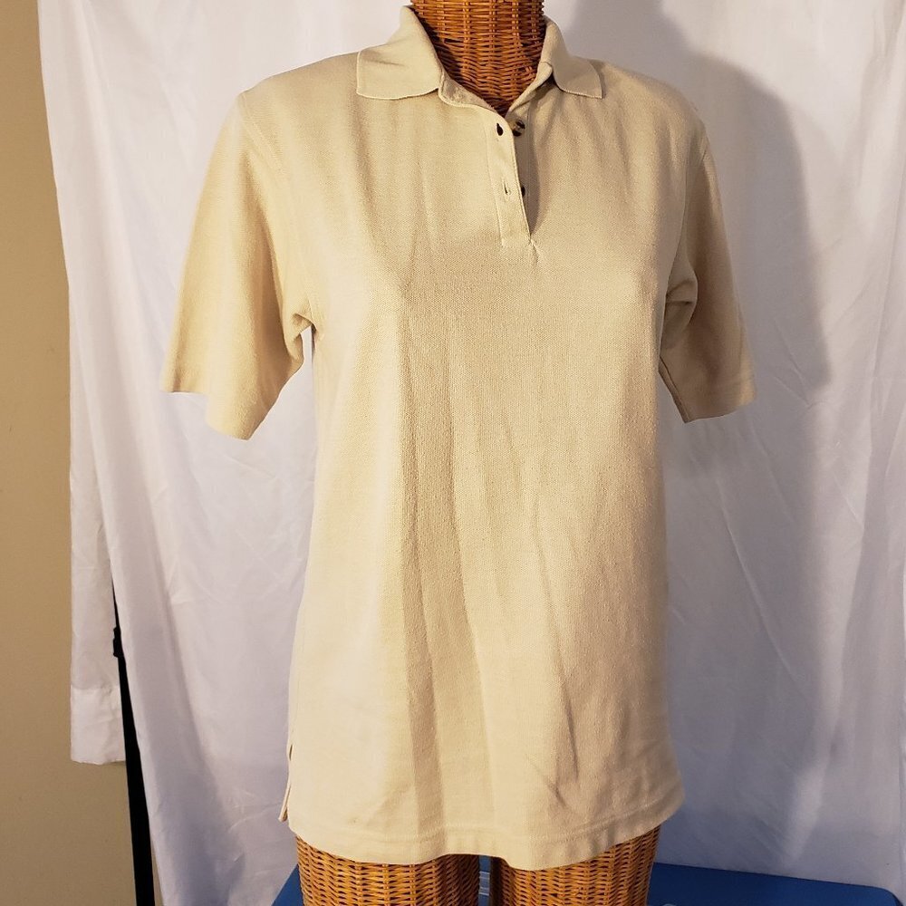 Ladies CB COASTAL Knit Golf Shirt in Tan - S